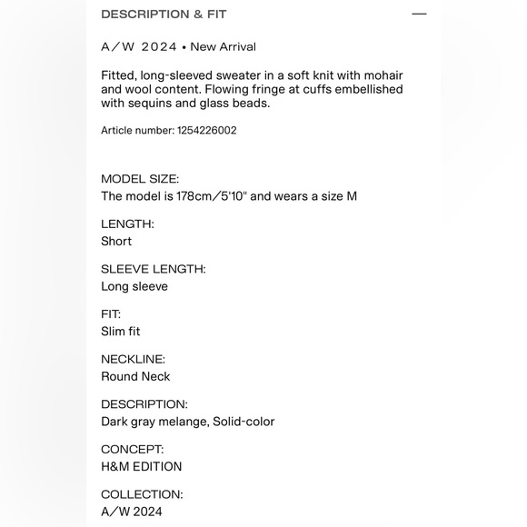 H&M A/W 2024 edition bead detail sweater. Size L - Picture 7 of 8